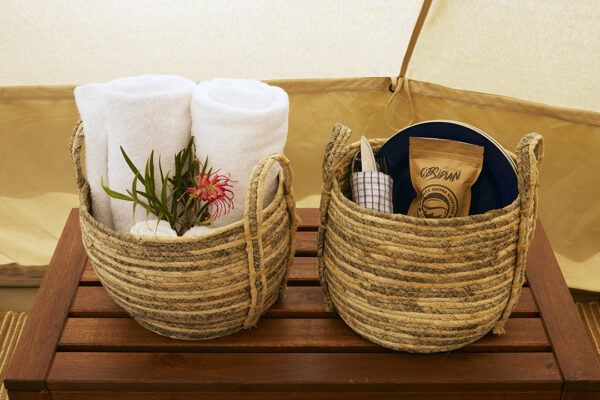 Glamping welcome baskets